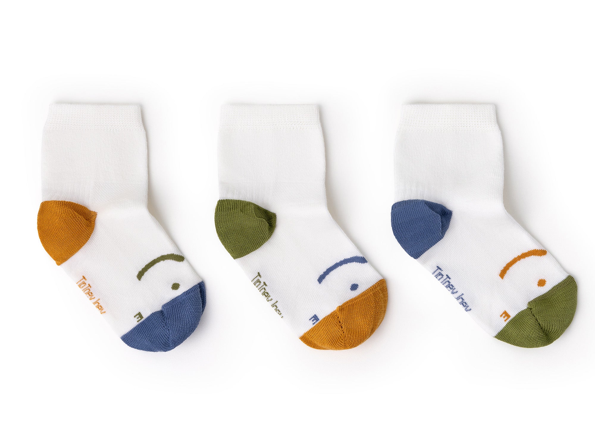 Kit Meias Barefoot Tip Toey Joey - Azul/Mostarda/Verde