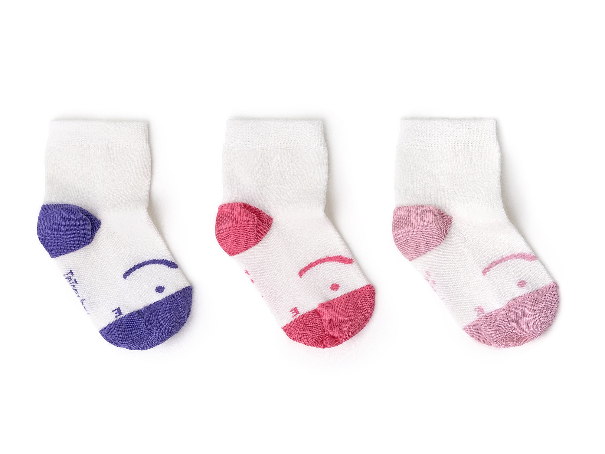Kit Meias Barefoot Tip Toey Joey - Branco/Rosa/Violeta