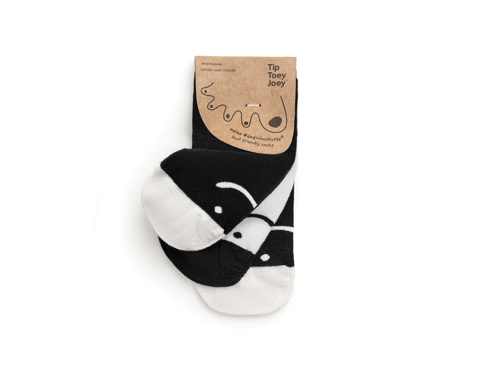 Kit Meias Barefoot Tip Toey Joey - Branco & Preto