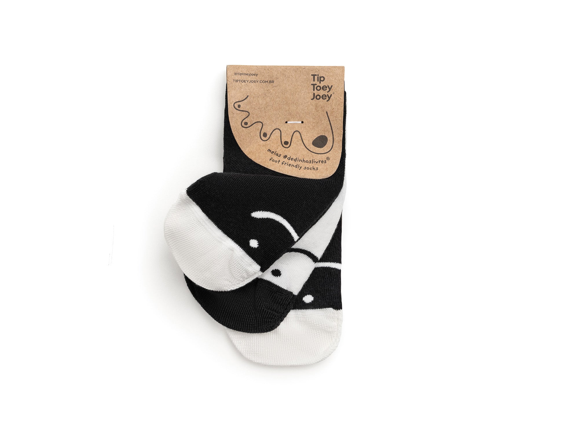 Kit Meias Barefoot Tip Toey Joey - Branco & Preto