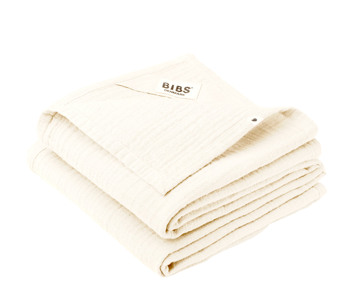 Conjunto de 2 Musselinas em Algodão Orgânico- BIBS Ivory