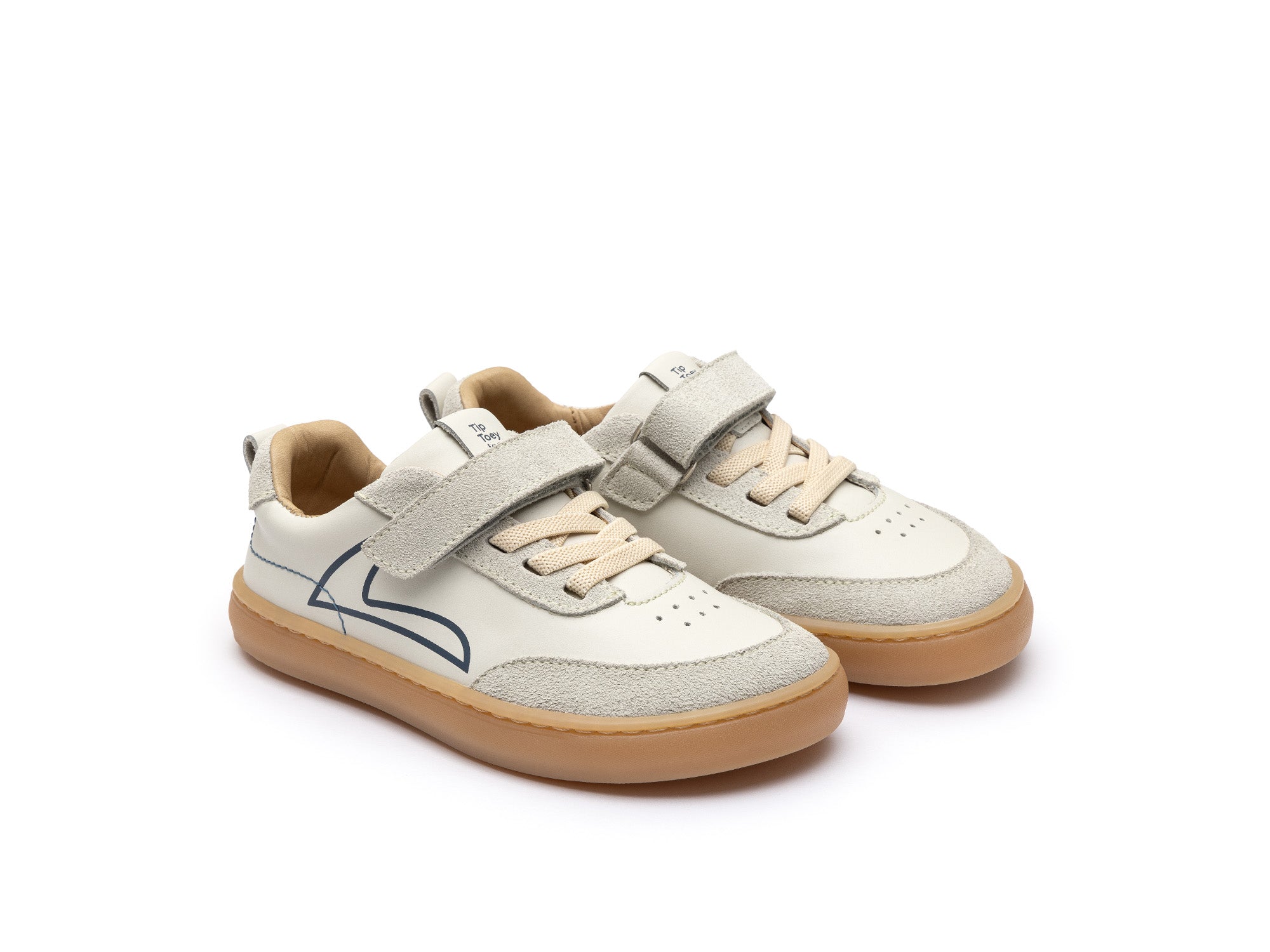 Ténis Respeitadores do Pé da Criança Tip Toey Joey - Outline Tapioca & Ivory Suede