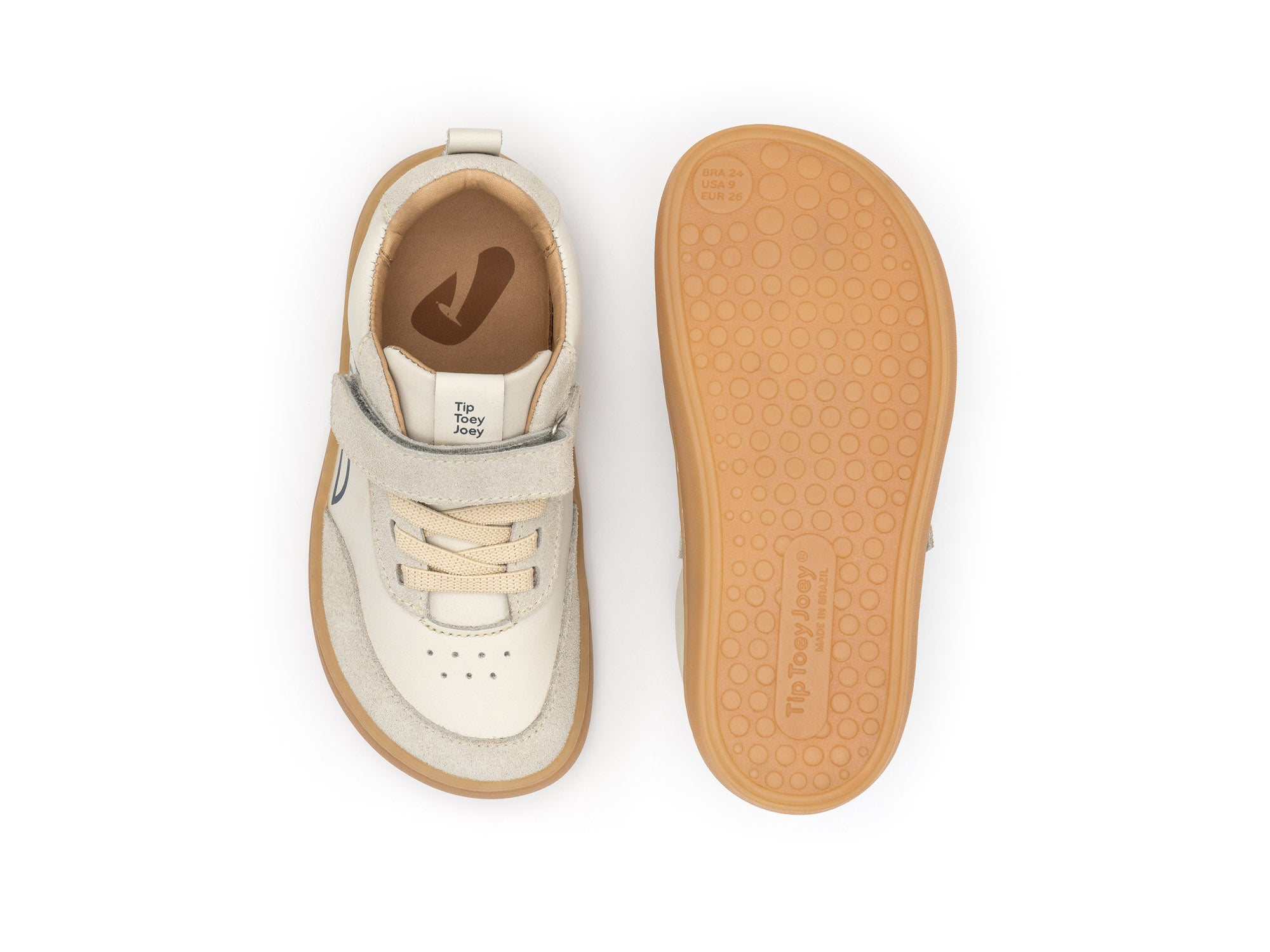 Ténis Respeitadores do Pé da Criança Tip Toey Joey - Outline Tapioca & Ivory Suede