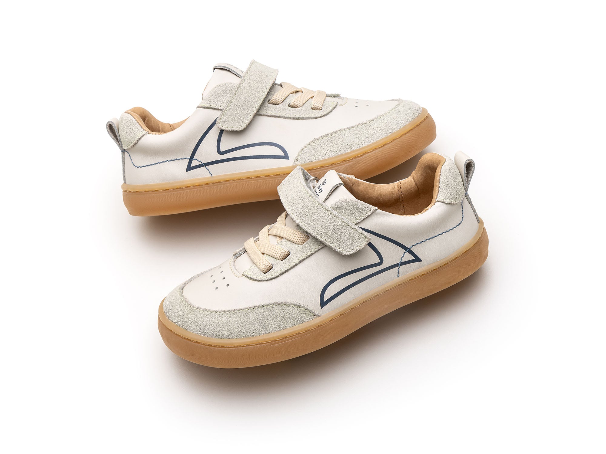 Ténis Respeitadores do Pé da Criança Tip Toey Joey - Outline Tapioca & Ivory Suede