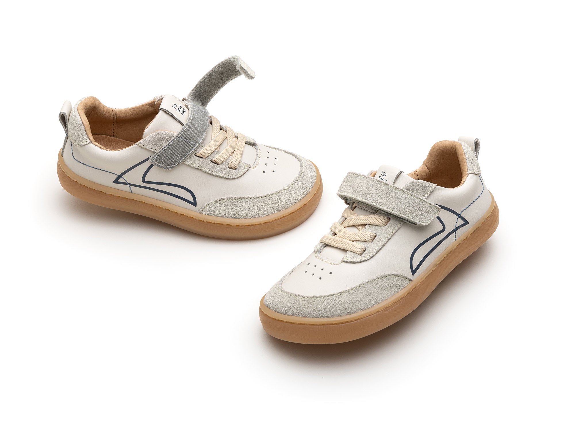 Ténis Respeitadores do Pé da Criança Tip Toey Joey - Outline Tapioca & Ivory Suede