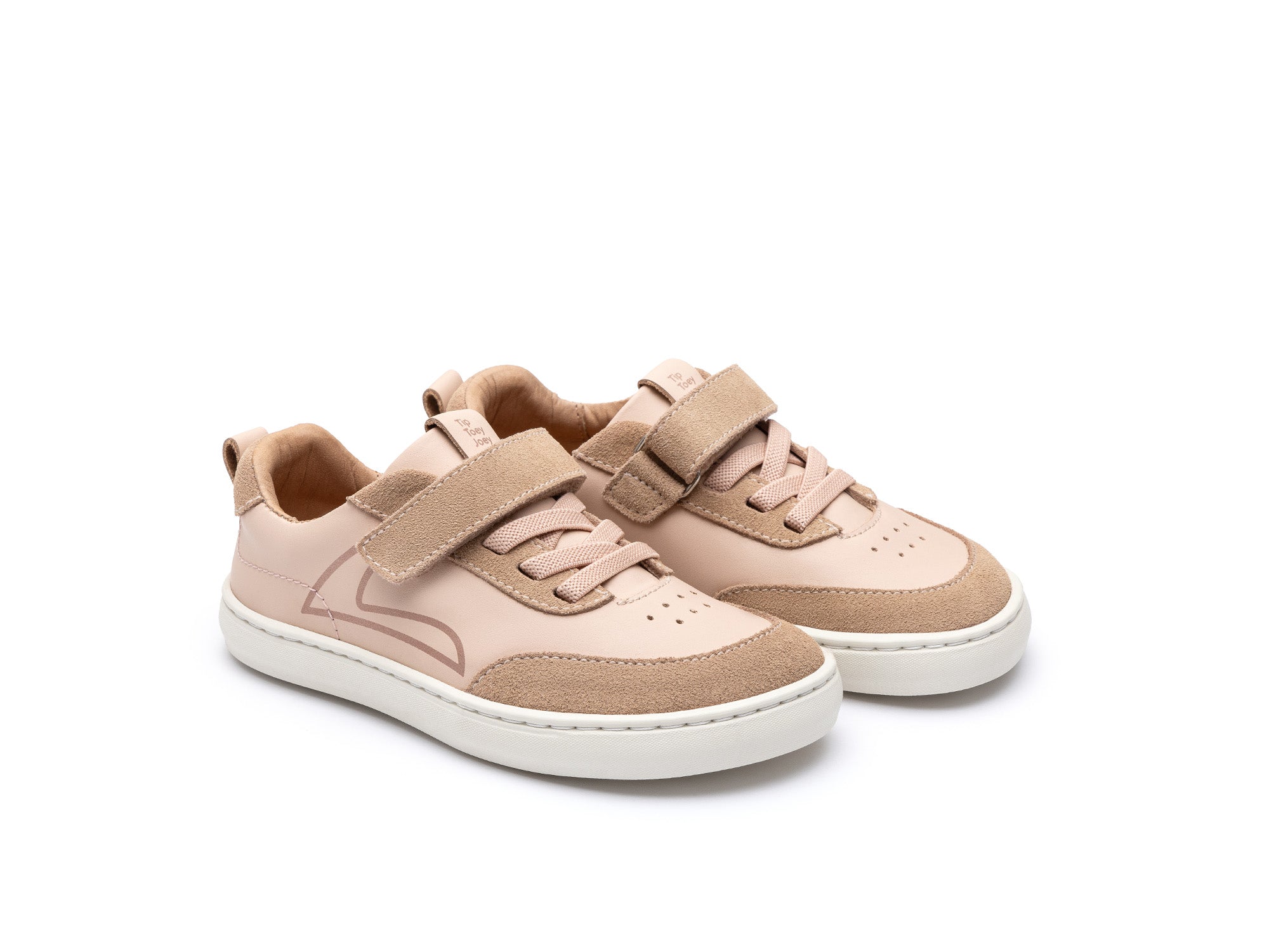 Ténis Respeitadores do Pé da Criança Tip Toey Joey - Outline Papaya Cream & Rose Smoke Suede