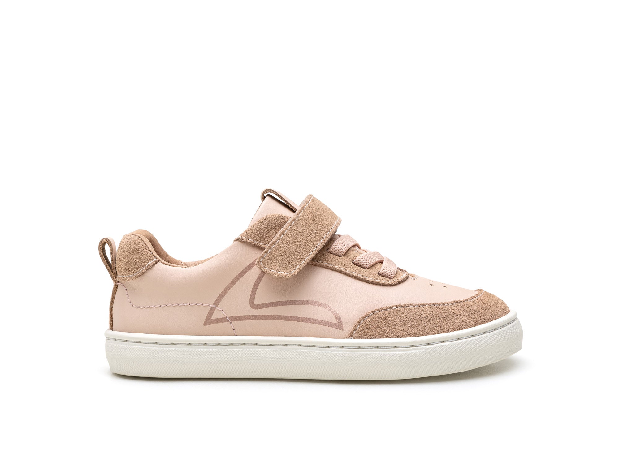 Ténis Respeitadores do Pé da Criança Tip Toey Joey - Outline Papaya Cream & Rose Smoke Suede