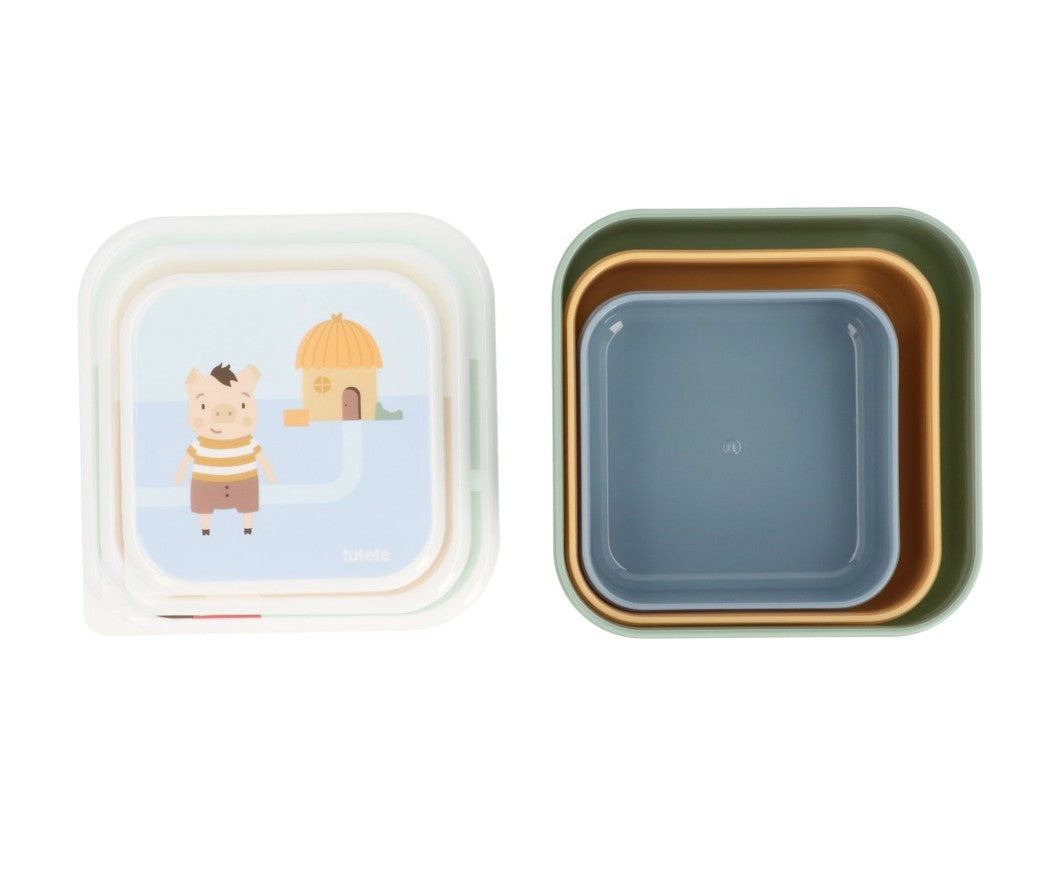 Conjunto 3 Caixas de Alimentos The Three Little Pigs