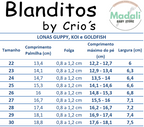 Blanditos by Crio's Ténis de Veganos Barefoot - Blanditos Guppy Bege/Azul Guia_Tamanhos_Blanditos_Lonas_KOI_Goldfish_e_Guppy_Madali