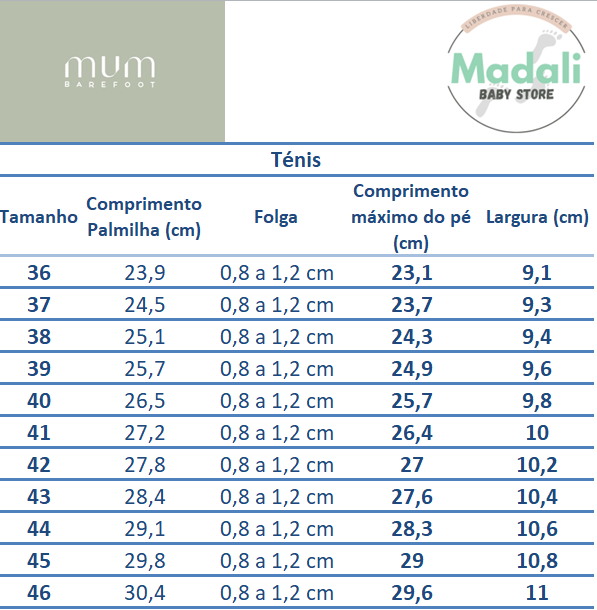 Ténis MUM Barefoot - Modelo Diana Verdant