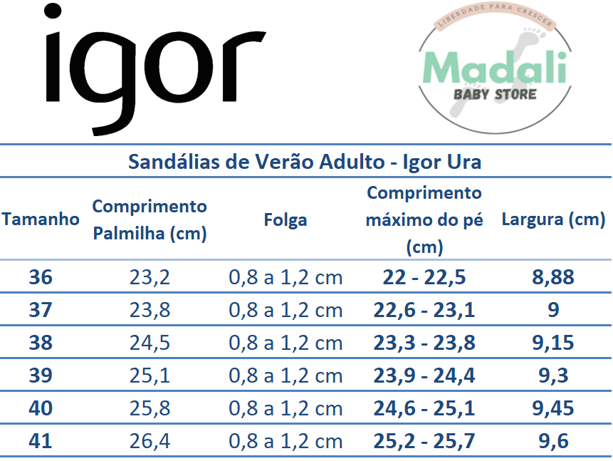Igor Sandálias de Praia Barefoot para Adulto - Igor Ura GuiadetamanhosMadaliSandaliasAdultoIgorUra