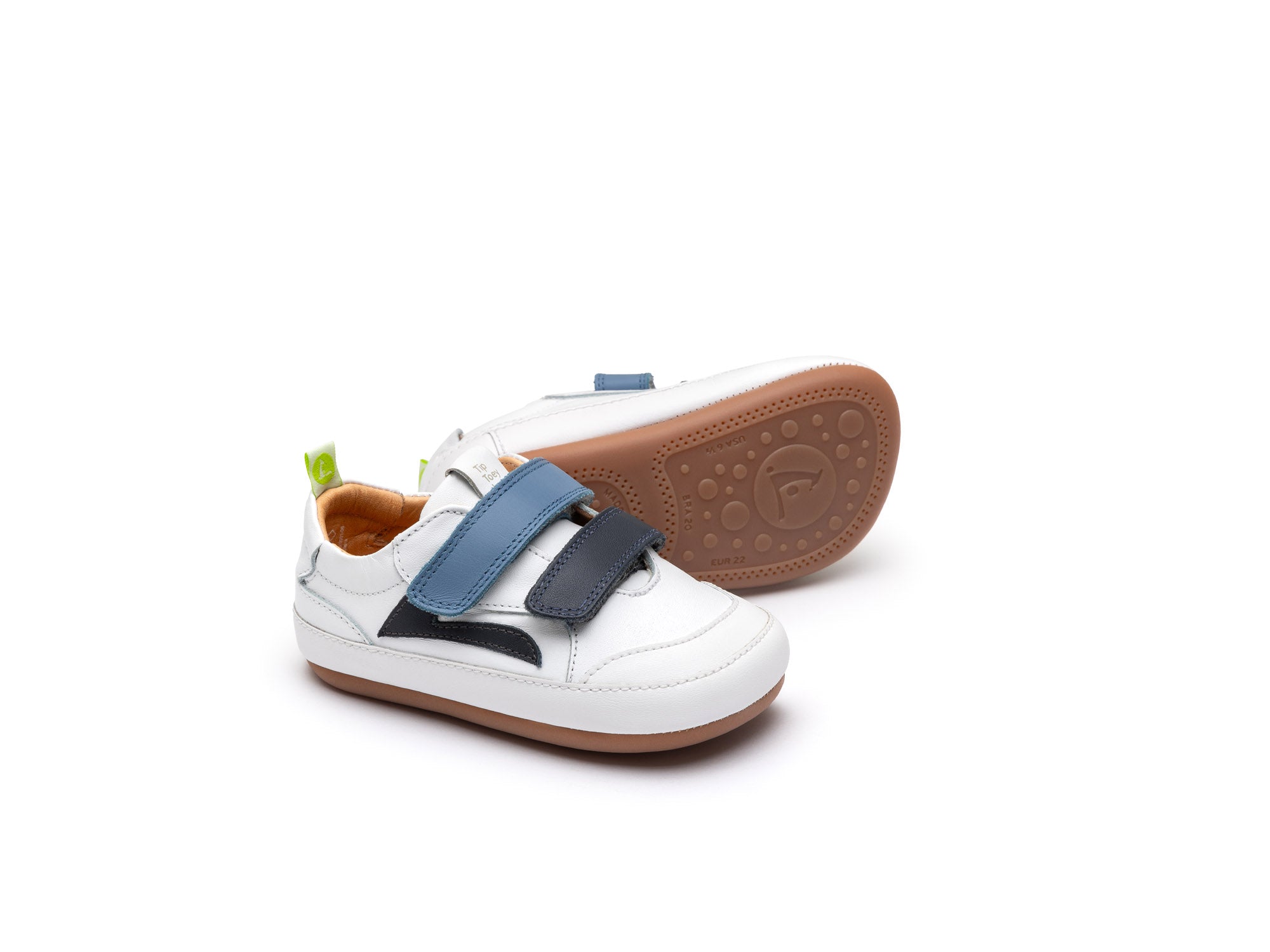 Ténis Respeitadores do Pé da Criança Tip Toey Joey - Landy White & Navy Ash