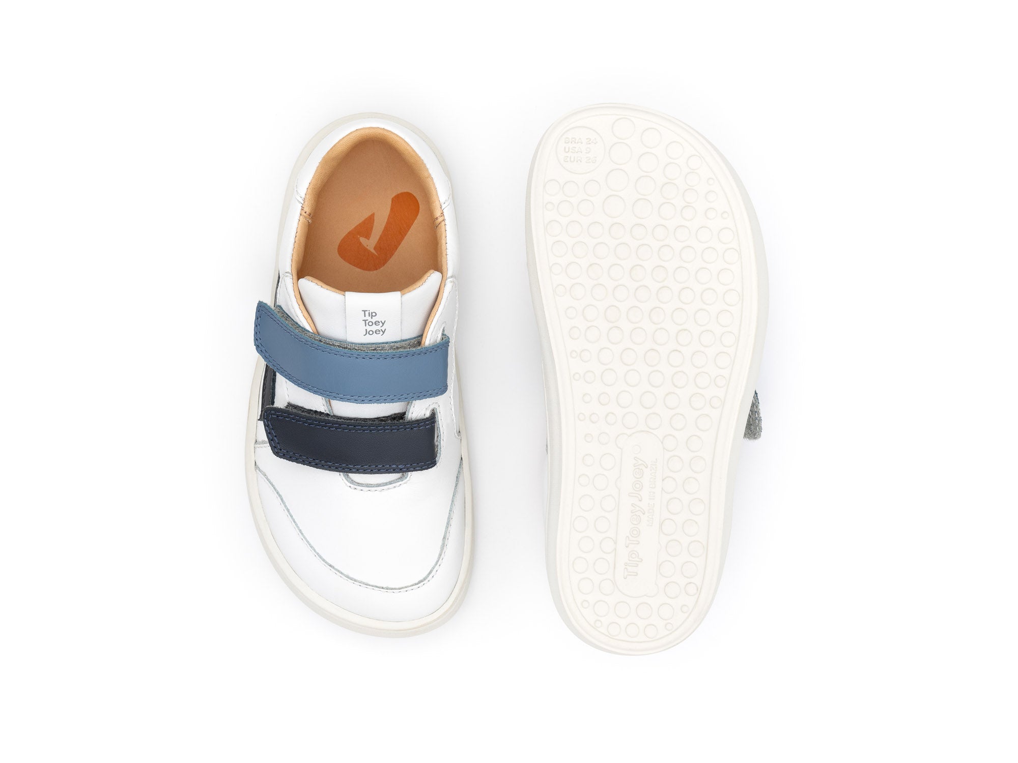 Ténis Respeitadores do Pé da Criança Tip Toey Joey - Landy White & Navy Ash