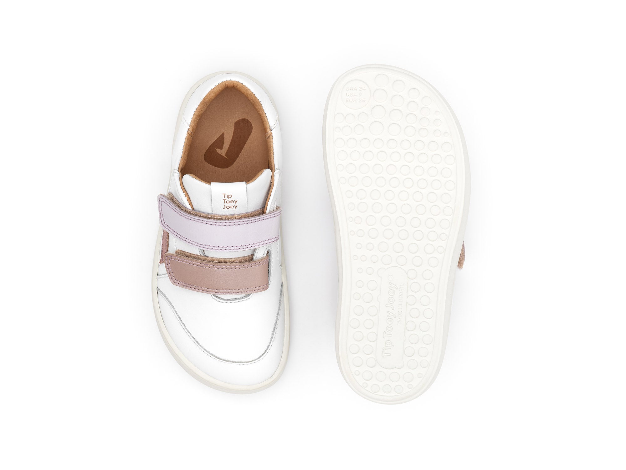 Ténis Respeitadores do Pé da Criança Tip Toey Joey - Landy White & Pink Dream Rose Gold