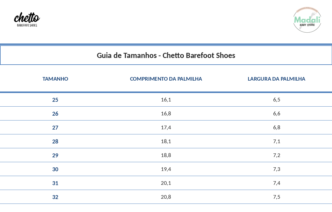 Chetto Botas Respeitadores do Pezinho da Criança - Chetto Lazo Camel chetto_guia_tamanho_palmilha25-32